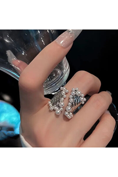 lor Inel Reglabil Argintiu cu Perle Decorative Elegante