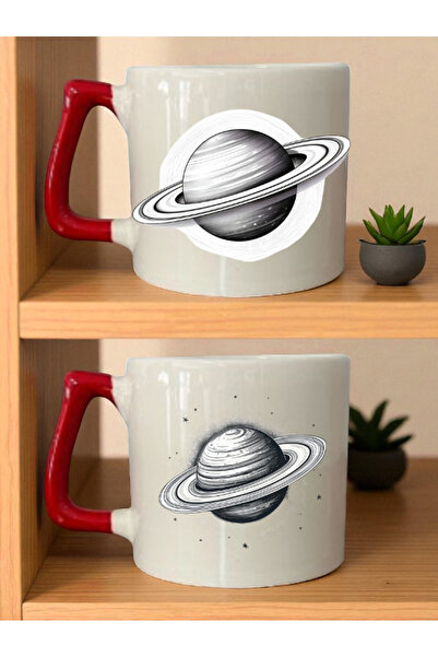 lili hediyelik Saturn Theme 2-Piece Mug Set - Birthday Gift for Lover, Annive...