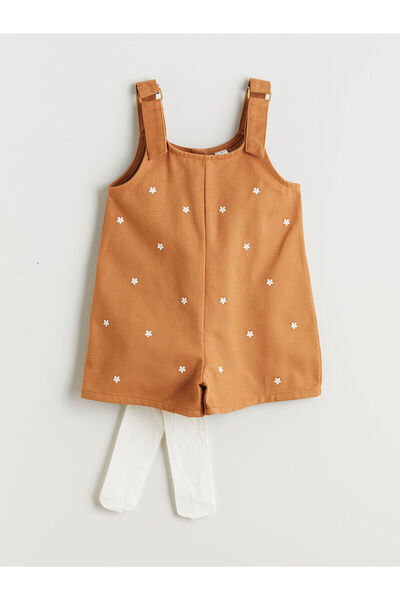 LC Waikiki New Season Floral Girls' Salopet and Pantyhose