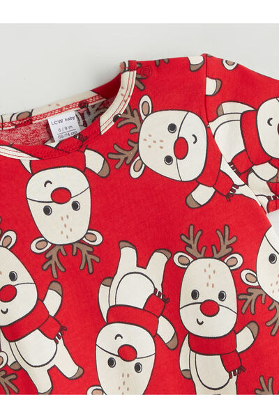 LC Waikiki Bisiklet Yaka Kısa Kollu Desenli Erkek Bebek Tulum