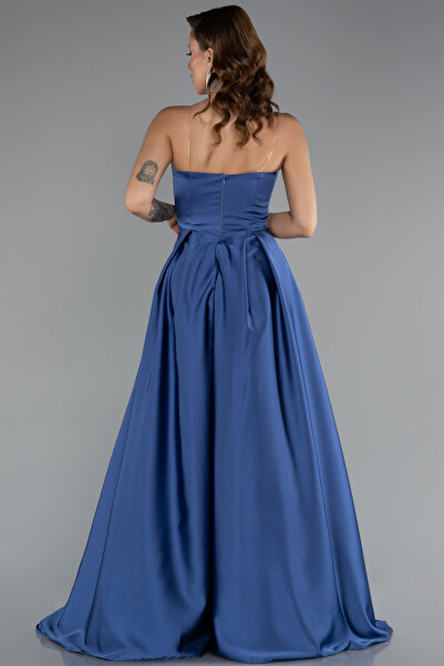 Abiyefon Parlement Straplez Uzun Saten Abiye Elbise ABU5105