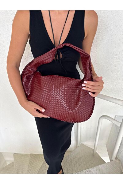 Tina İstanbul Geantă mare de mână și de umăr cu fermoar texturată tricotată, ...