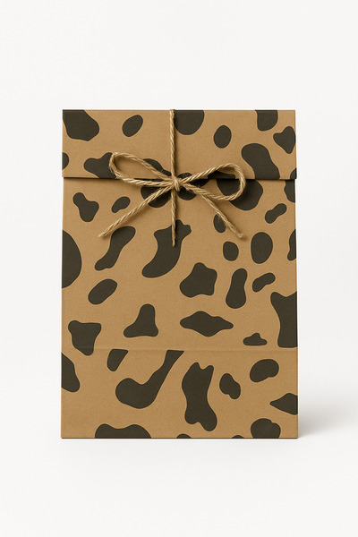 HDF PAZARLAMA LEOPAR DESENLİ 50 ad 18*8*24 sapsız Kraft Sunumluk Kese Kağıdı (DÜĞÜN, NİŞAN, KINA VS)