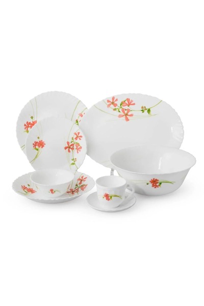 ORIAN Arcopal dinner set with soft patterns, 76 pieces, for 12 people