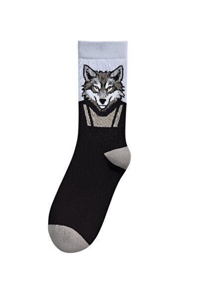 Goma Goma Socks Set of 4 Animal Figure Socks, Wolf, Cat, Panther Patterned Colorful Socks