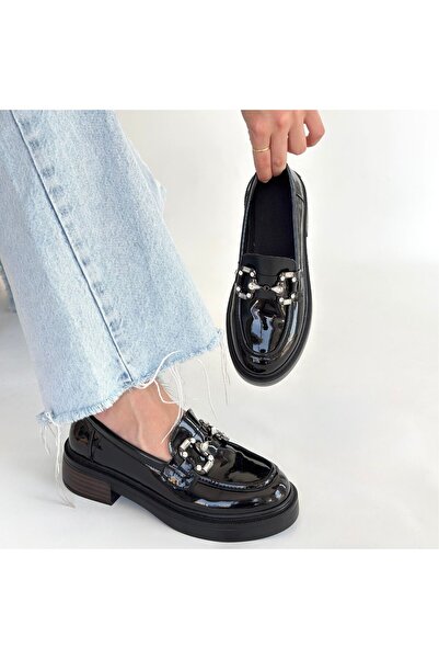ALPACO Ertin Black Patent Leather Oxford Shoes