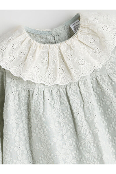 LC Waikiki Bebe Yakalı Fırfırlı Kız Bebek Elbise