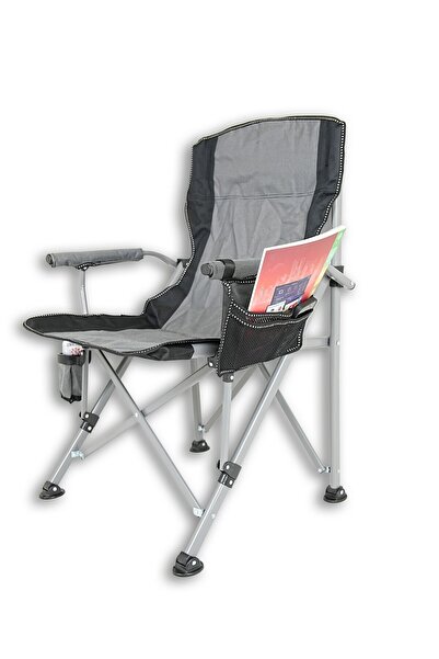 BlackMountain Katlanabilir Lüks Kamp Sandalyesi XL Gri