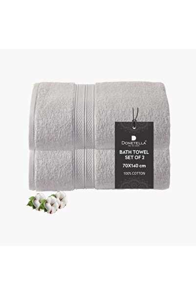 Generic DONETELLA 2-Piece 600 GSM Combed Cotton Bath Towel Set - 70x140 cm