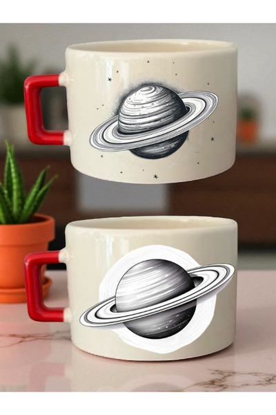 lili hediyelik فنجان قهوة ساتورن مكون من قطعتين - أفكار هدايا، منتج صندوق هدا...