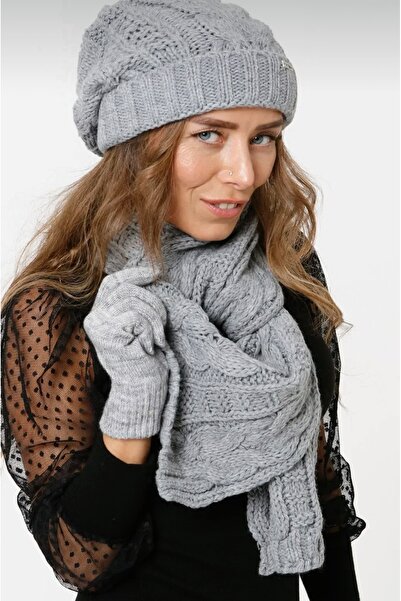 rushana Women's Three-Piece Set Knit Beanie Scarf and Gloves