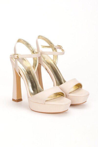 PASSAGE SHOES Kadın Platform Taban Yüksek Topuklu Ayakkabı 3100 BEJ CİLT