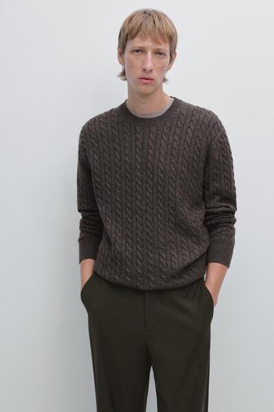 Massimo Dutti Bisiklet yaka saç örgülü kazak