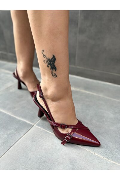 OEM Mary Jane Burgundy High Heels Women's Low Heel