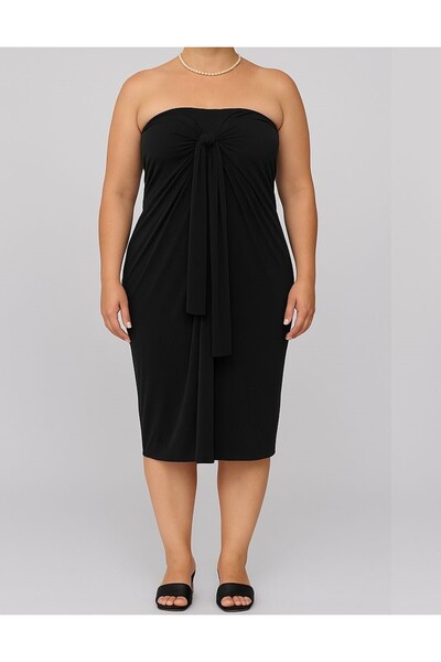 CNG MODA Plus Size Strapless Sandy Tie-Up Dress