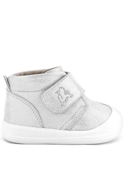 Rakerplus Yoohoo Genuine Leather White Glitter Velcro Unisex Baby Boots