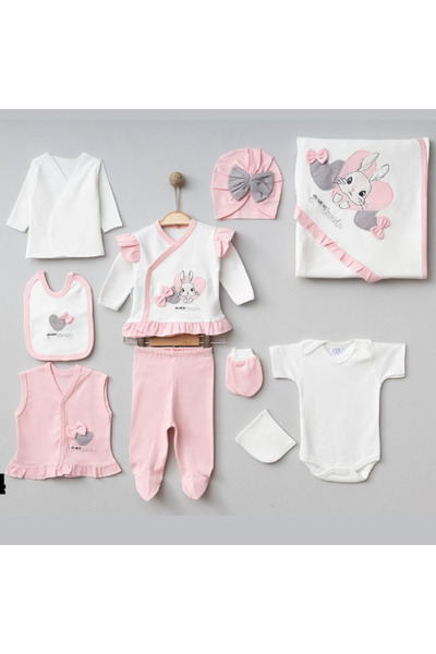 MİLAYS LİFE HOME COLLECTİON طقم زي للأطفال حديثي الولادة من 0-3 أشهر مطرز بتص...