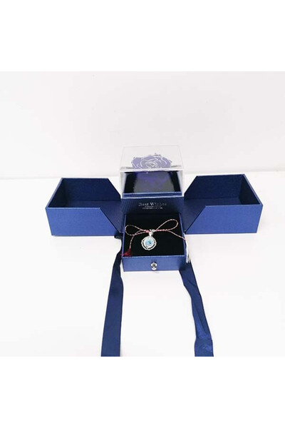 velve Cutiuta cu trandafir criogenat si pandantiv, albastru, Albastru