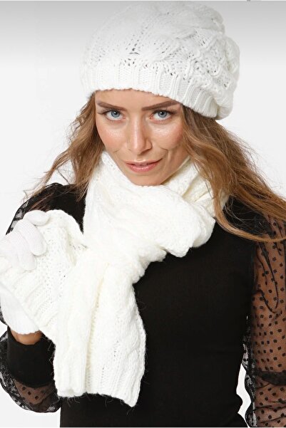 rushana Women's Three-Piece Set Knit Beanie Scarf and Gloves