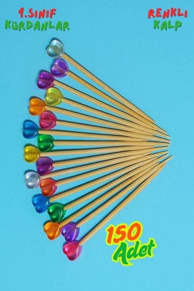 Armashine 150 Colorful Transparent Heart Toothpicks - Invitation Cocktail Party Toothpicks, Engagement Promise Mevlüt Presentation Toothpicks