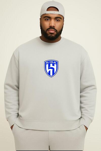 DM DOLCE MORE سترة رياضية كبيرة الحجم للجنسين مطبوعة بشعار الهلال مصنوعة من ا...