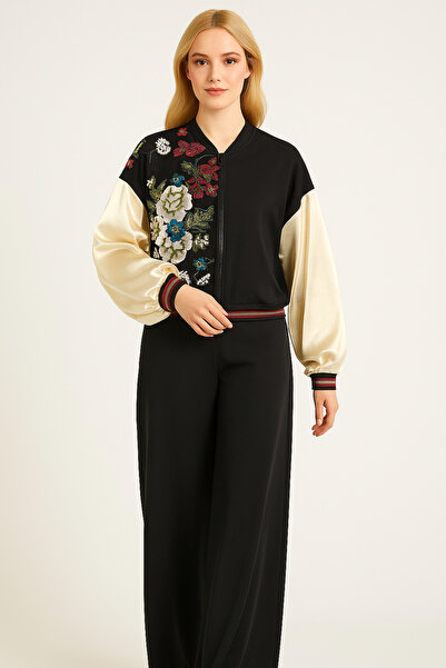 Hürrem Aldinç İŞLEMELİ SATEN KOL DETAYLI AVANGART CEKET
