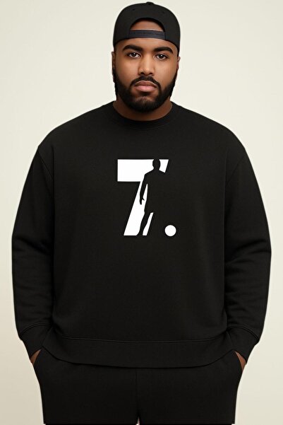 BENROMA 3-нишка джърси 7-печатана голяма унисекс суитшърт