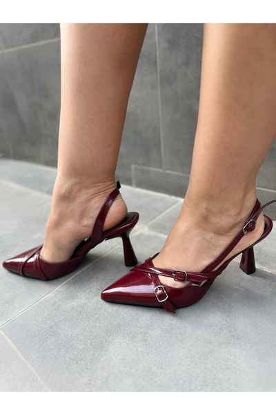 OEM Mary Jane Burgundy High Heels Women's Low Heel