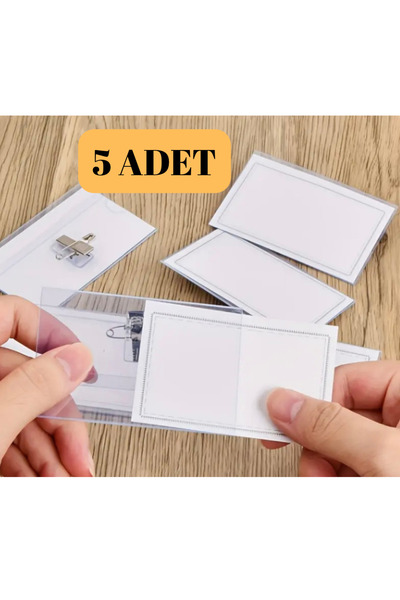 ega collection 5li Şeffaf İsimlik Yaka Kartı Mandal ve Çengel İğneli