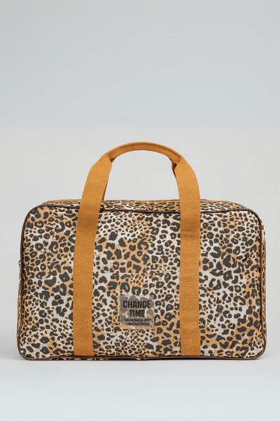 Catwins Kadın Leopar Desenli Uzun Askılı Büyük Boy Seyahat Çantası