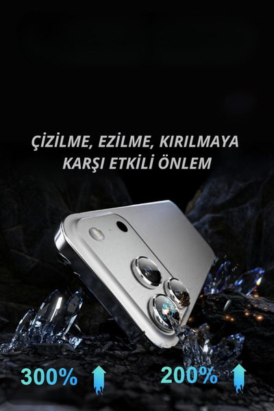 Evax [Metal] iPhone 17 Pro Max / 17 Pro Uyumlu Gümüş Metal Çerçeveli Cam Kamera Lens Koruyucu