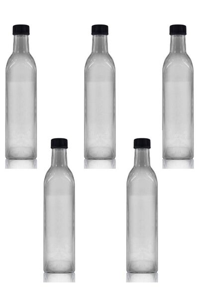 Viyalente 5-Piece 500 Cc Glass Maraska Bottle – Olive Oil, Vinegar and Sauce Storage Bottle with Leak-Proof Cap