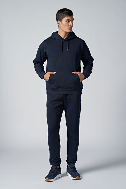 bilcee Peak Men's Navy Blue Cotton Elastic Leg Jogger Sweatpants 7019