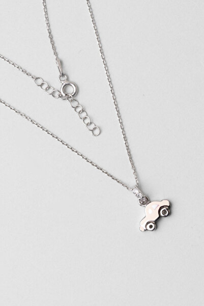 So CHIC... Beyaz Araba 18 Ayar Beyaz Altın Kaplama Gümüş 33 Cm Çocuk Kolye