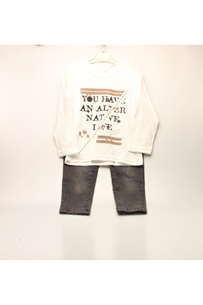 İDİL Anthracite trousers mink t-shirt set