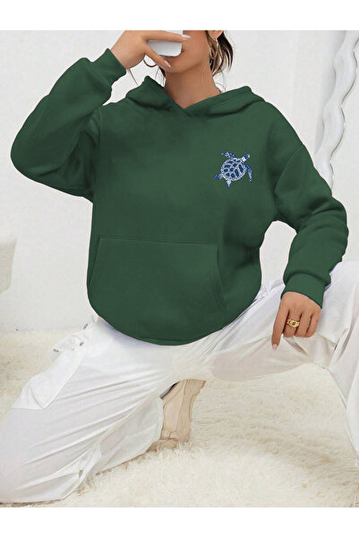 uyguntarz Unisex the Ocean Is Calling Printed Design Oversize Sweatshirt