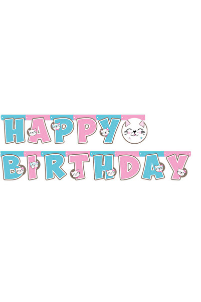 era balon Miss Cat Themed “Happy Birthday” Banner – Birthday Party Decoration