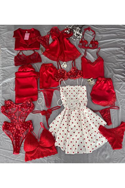 MH Moony Homewears 17 Parça Kutulu Flemenco Gecelik Pijama İç Giyim Çeyiz Seti