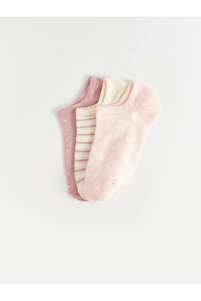 LC Waikiki Lcw Dream Pink Patterned Women's Booties Socks 3-Piece