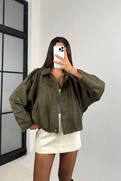 Moderk ZR Yeni Sezon Süet Haki Viral Oversize Ceket