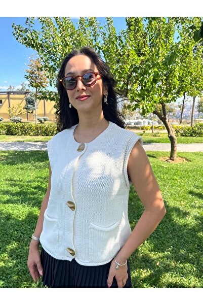 VAZIRADK سترة تريكو بأزرار كبيرة