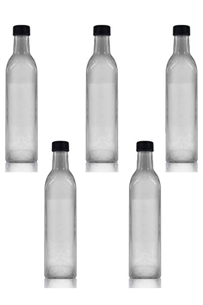 Viyalente 5-Piece 250 Cc Glass Maraska Bottle – Olive Oil, Vinegar, and Sauce Storage Bottle with Leak-Proof Cap
