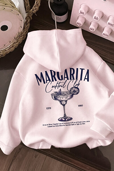 SVART WEAR سترة مارغريتا ذات قلنسوة كبيرة الحجم من القطن كاجوال مطبوعة