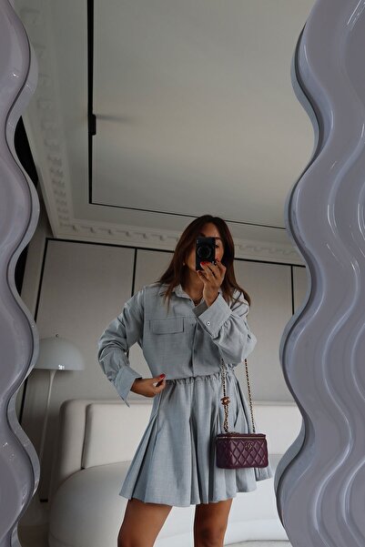 Özge Özgenç Shirt Collar Flounce Skirt Dress