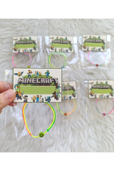 12li Minecraft temalı emoji bileklik ayarlanabilir düğümlü şans bilekliği paketleri