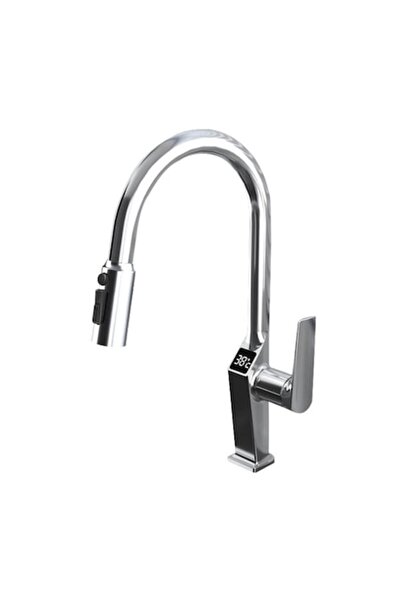 Air Tone Technology 3-way Kitchen Sink Faucet, Filtered Water, Hot and Cold, LCD Screen, Accessories Included Stainless Steel
