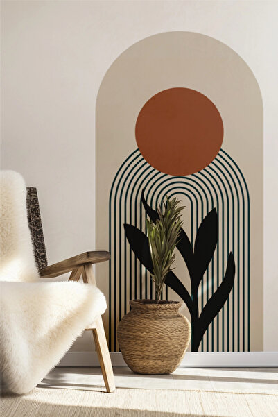 SDİGİTAL Bohem Tarzı Arch Duvar Sticker – Kemer Formlu Bitki & Güneş Desenli ...