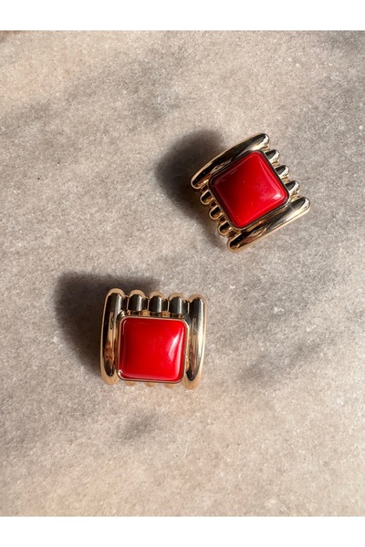 popcouturetr Gold & Red Earrings
