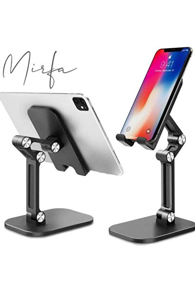 Mirfa حامل هاتف قابل للطي مع ارتفاع وزاوية قابلة للتعديل للمكتب (أسود)