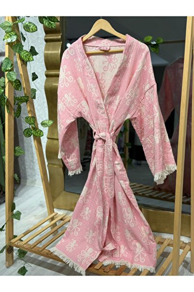 Befera Design Muslin Kimono 100% Cotton Octopus Patterned Bathrobe Kaftan Dressing Gown